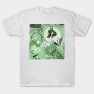 Whimsical Mermaids Green Abstract Pattern T-Shirt